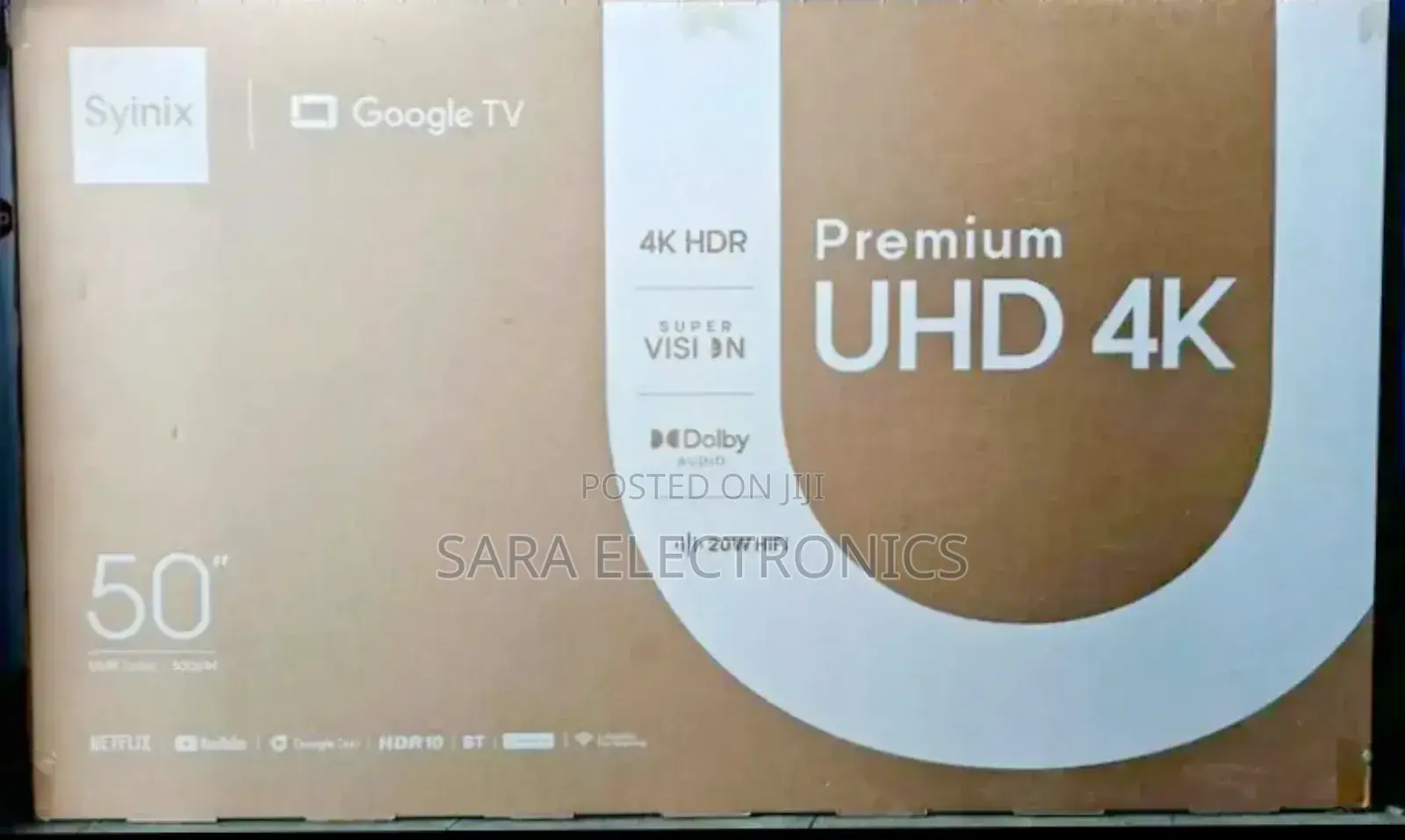 Syinix 50" Uhd Android Smart Tv New Model Free Delivery