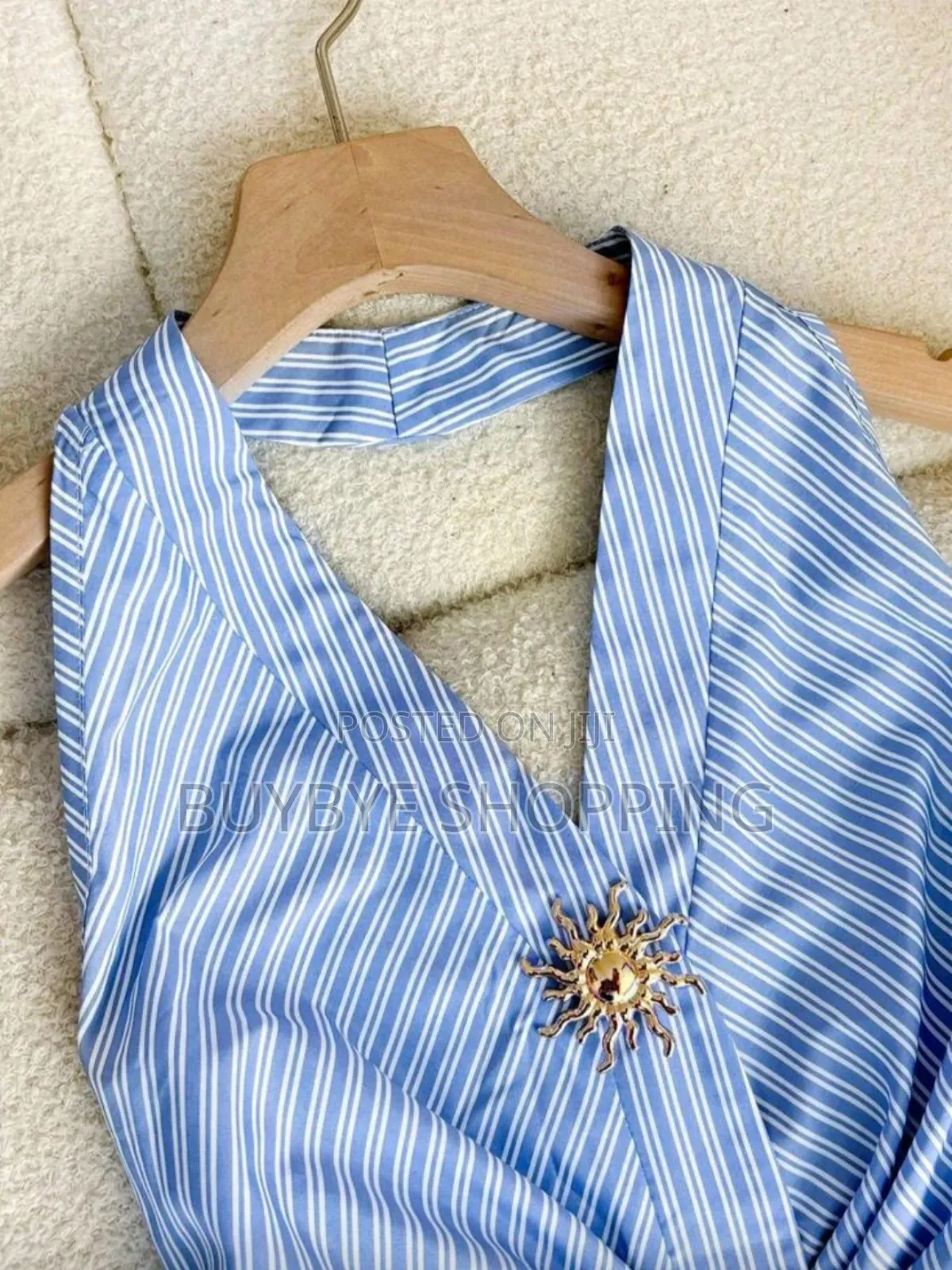 Inawly Women's Elegant Halter Striped Decor Button Top