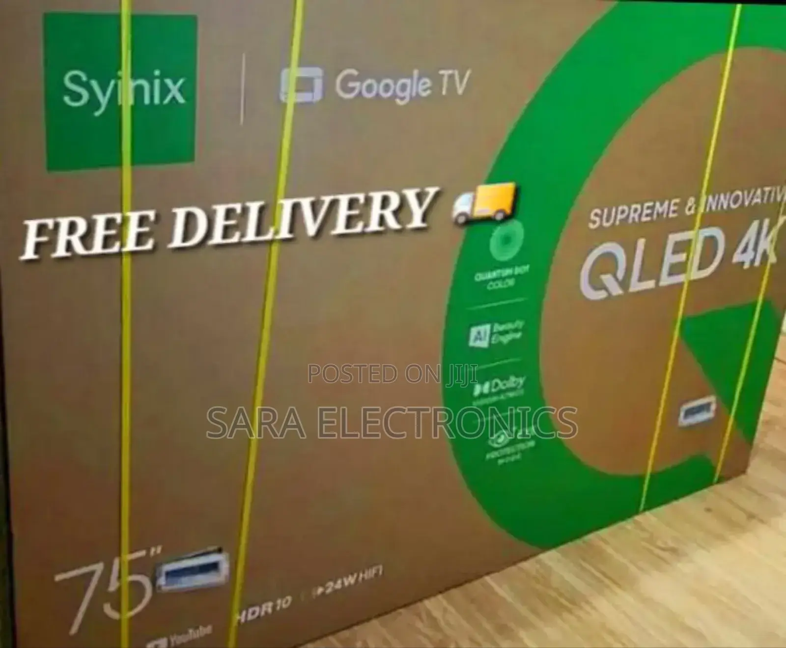 Syinix 75" Qled Smart Google Tv New 2025 Free Delivery