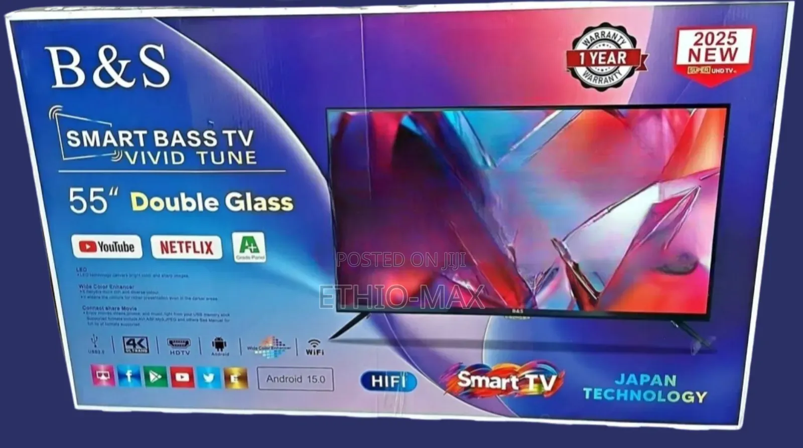 B S Tv 55" Smart Android Tv New 2025