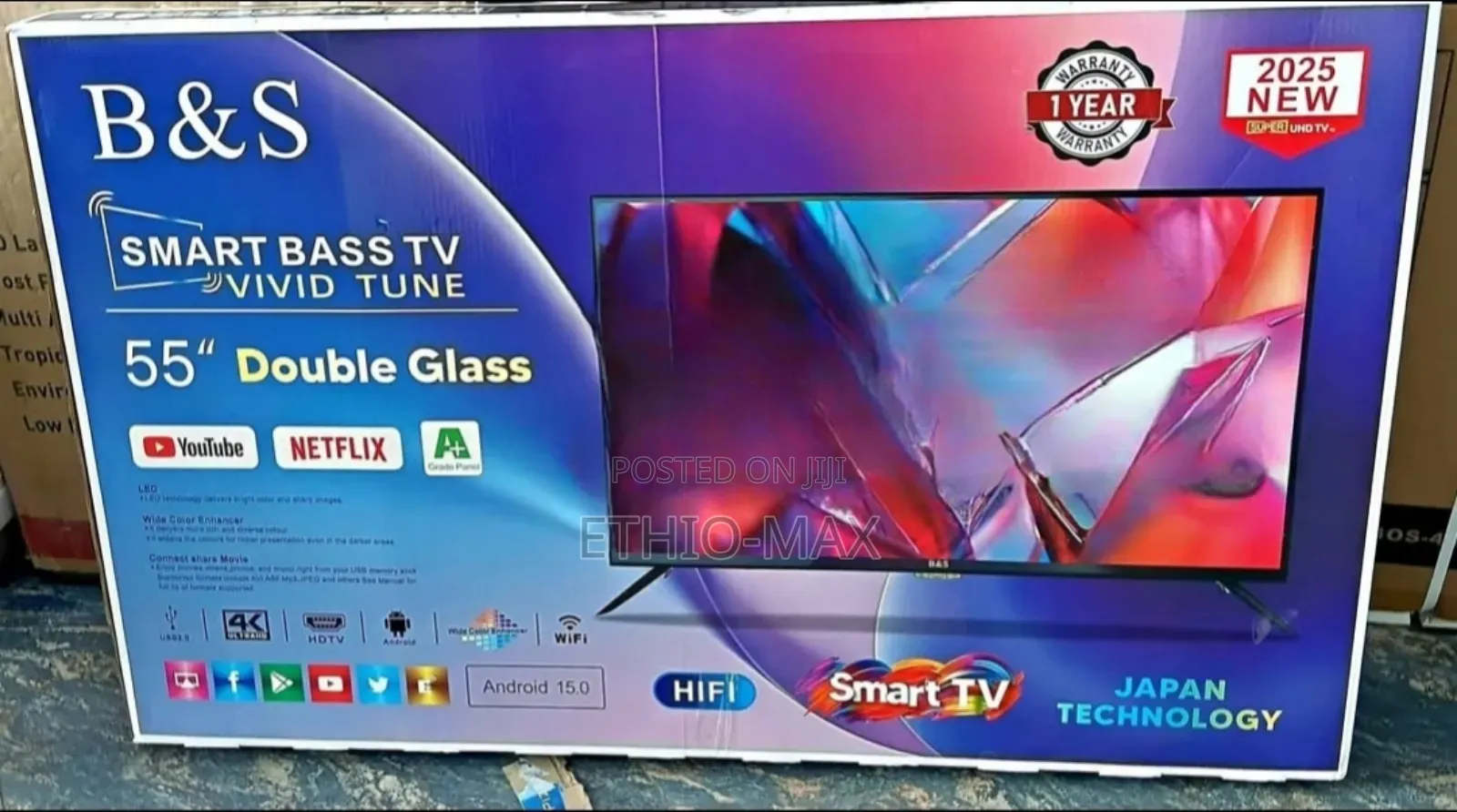 B S Tv 55" Smart Android Tv New 2025