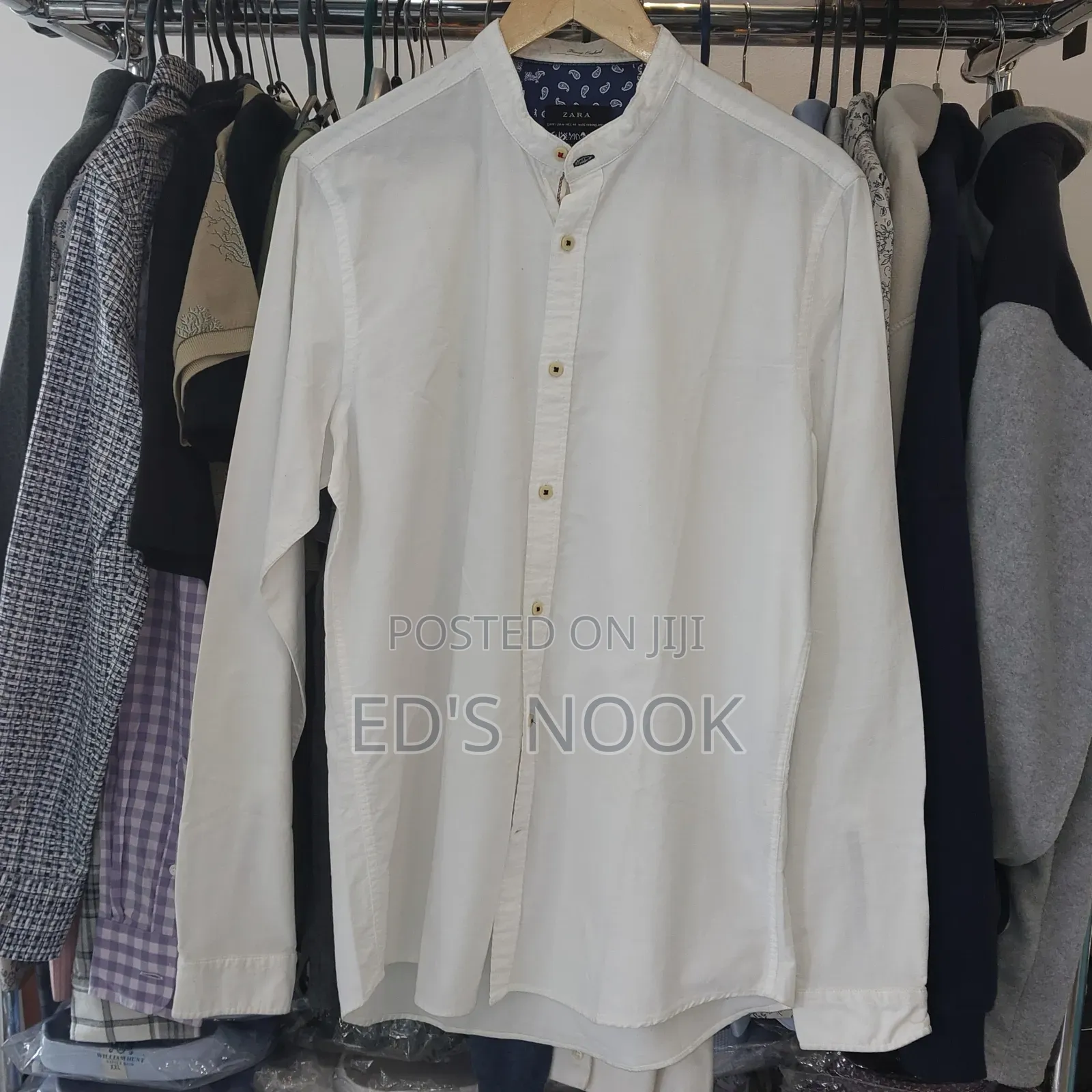 Men’S White Long-Sleeve Button-Up Shirt – Clean