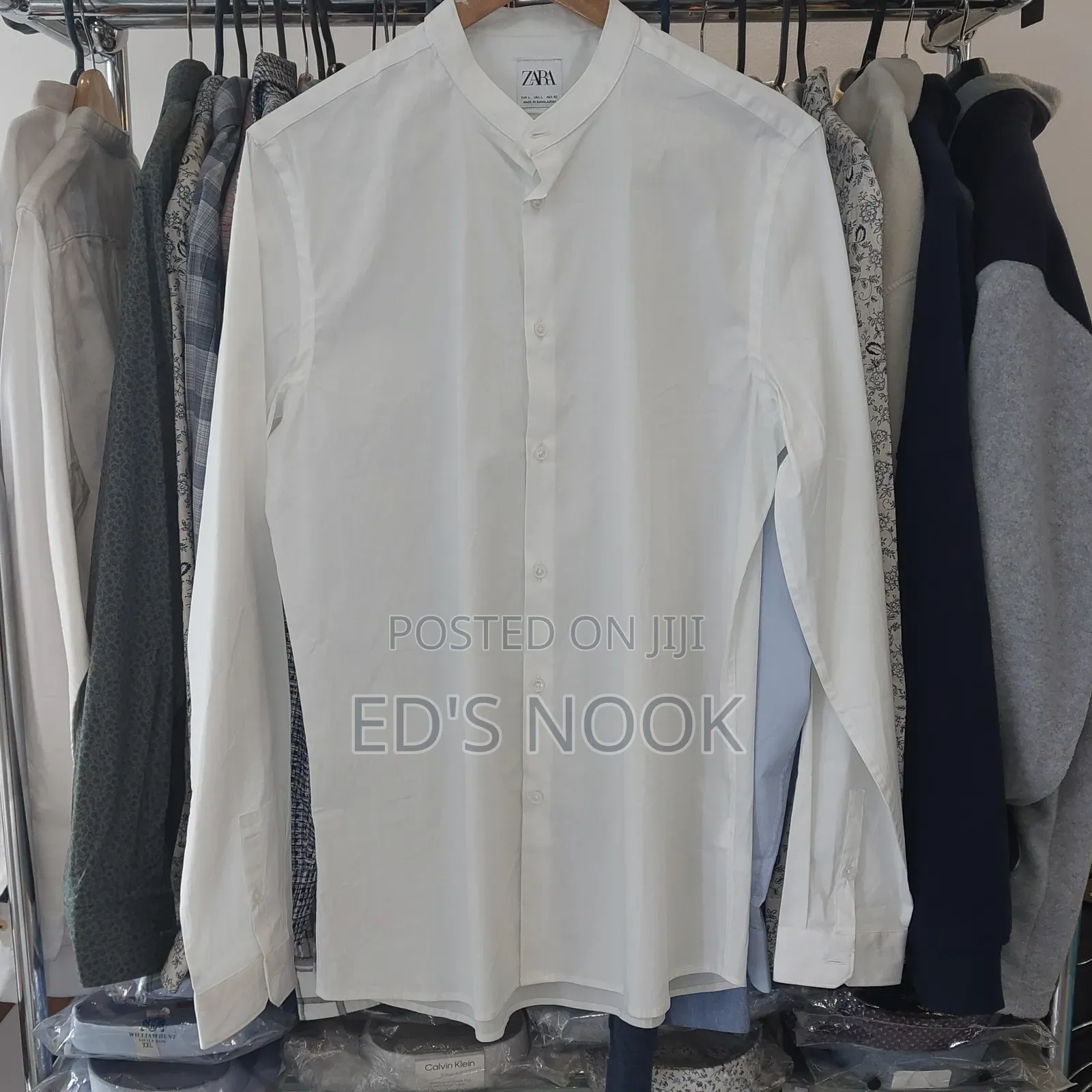 Men’S White Long-Sleeve Button-Up Shirt – Clean