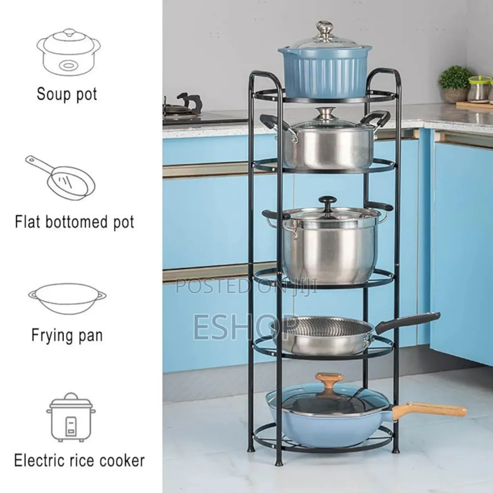 5-Tier Durable Metal Pantry Kitchen Cart