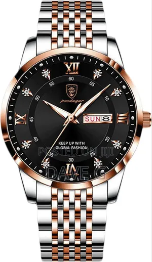 Poedagar Men's Quartz Watch With a Two-Tone Stainless Steel Band