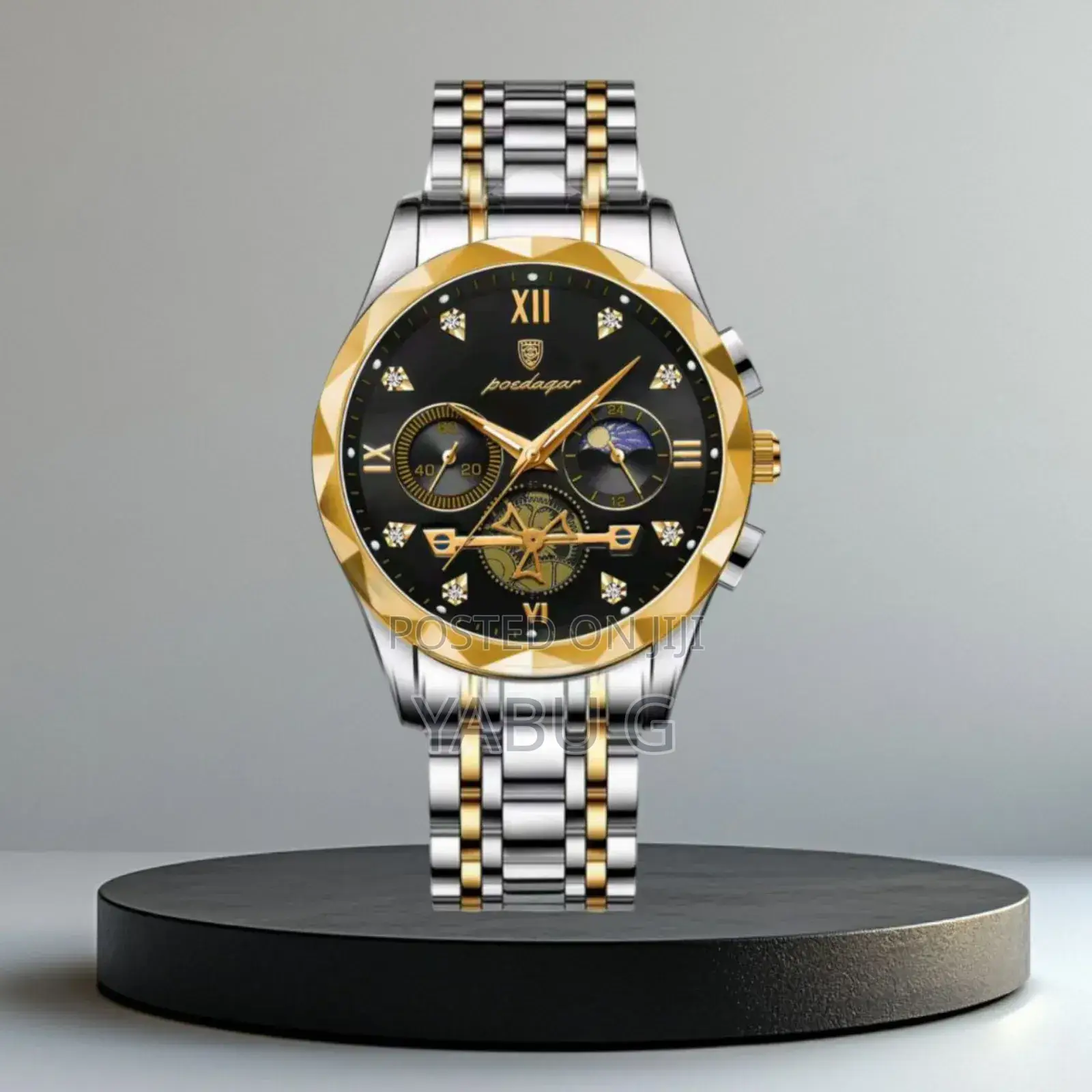 Poedagar Silver Gold and Black Color Watch for Men Brand