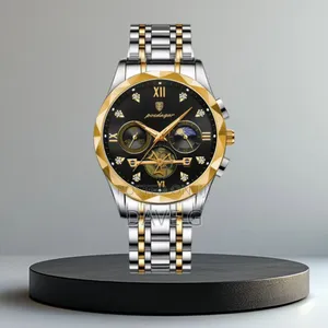 Poedagar Silver Gold and Black Color Watch for Men Brand