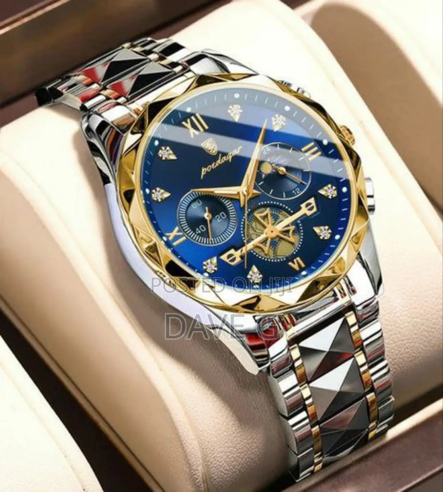 Poedagar Luxury Men Quartz Watch With a Stainless Steel Band and Blue