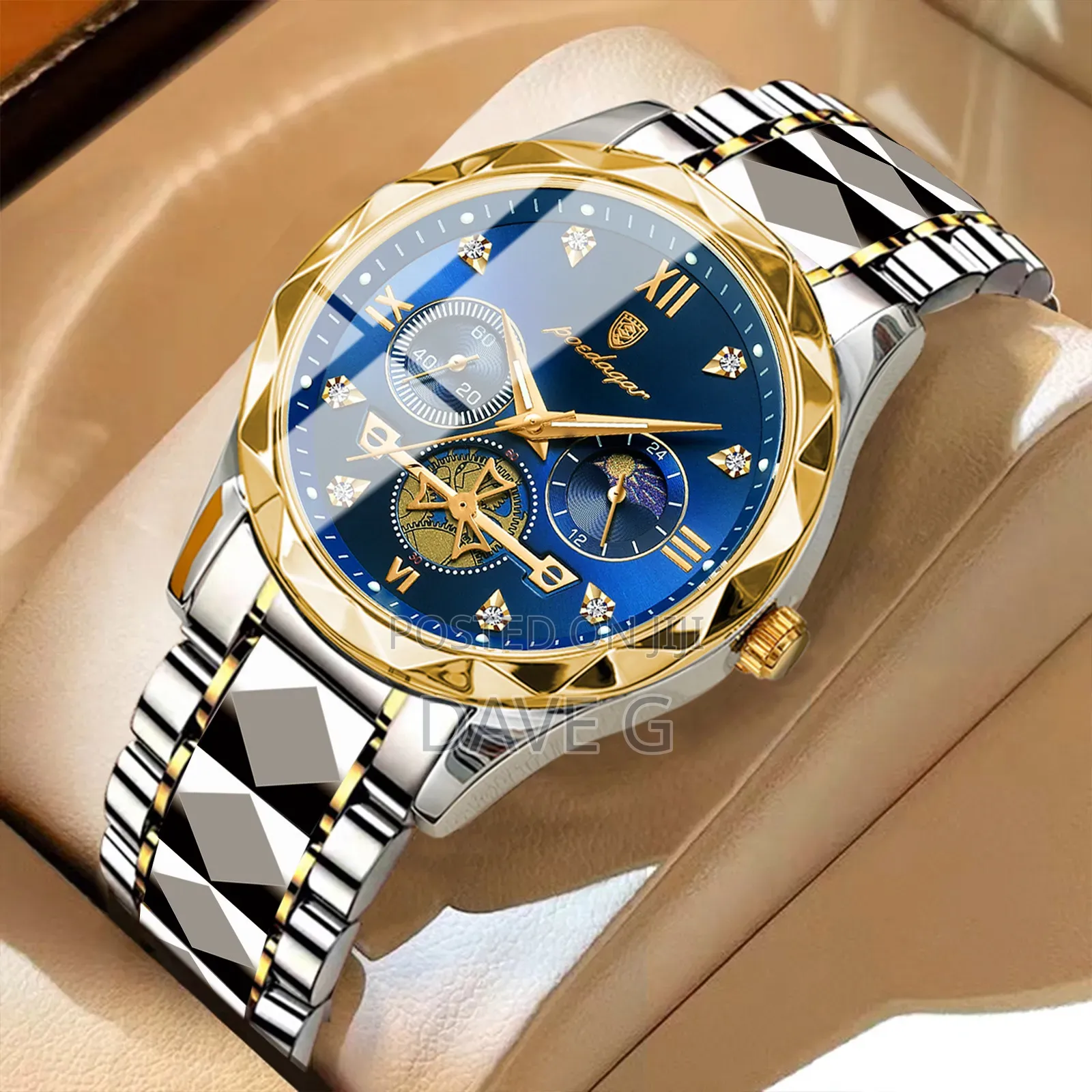 Poedagar Luxury Men Quartz Watch With a Stainless Steel Band and Blue