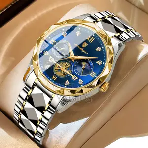 Poedagar Luxury Men Quartz Watch With a Stainless Steel Band and Blue