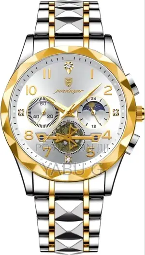 Poedagar Luxury Man's Quartz Watch With a Two-Tone (Silver and Gold)