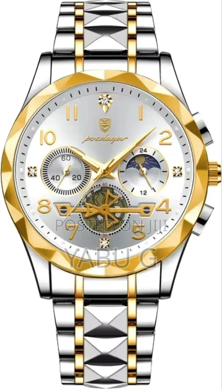 Poedagar Luxury Man's Quartz Watch With a Two-Tone (Silver and Gold)