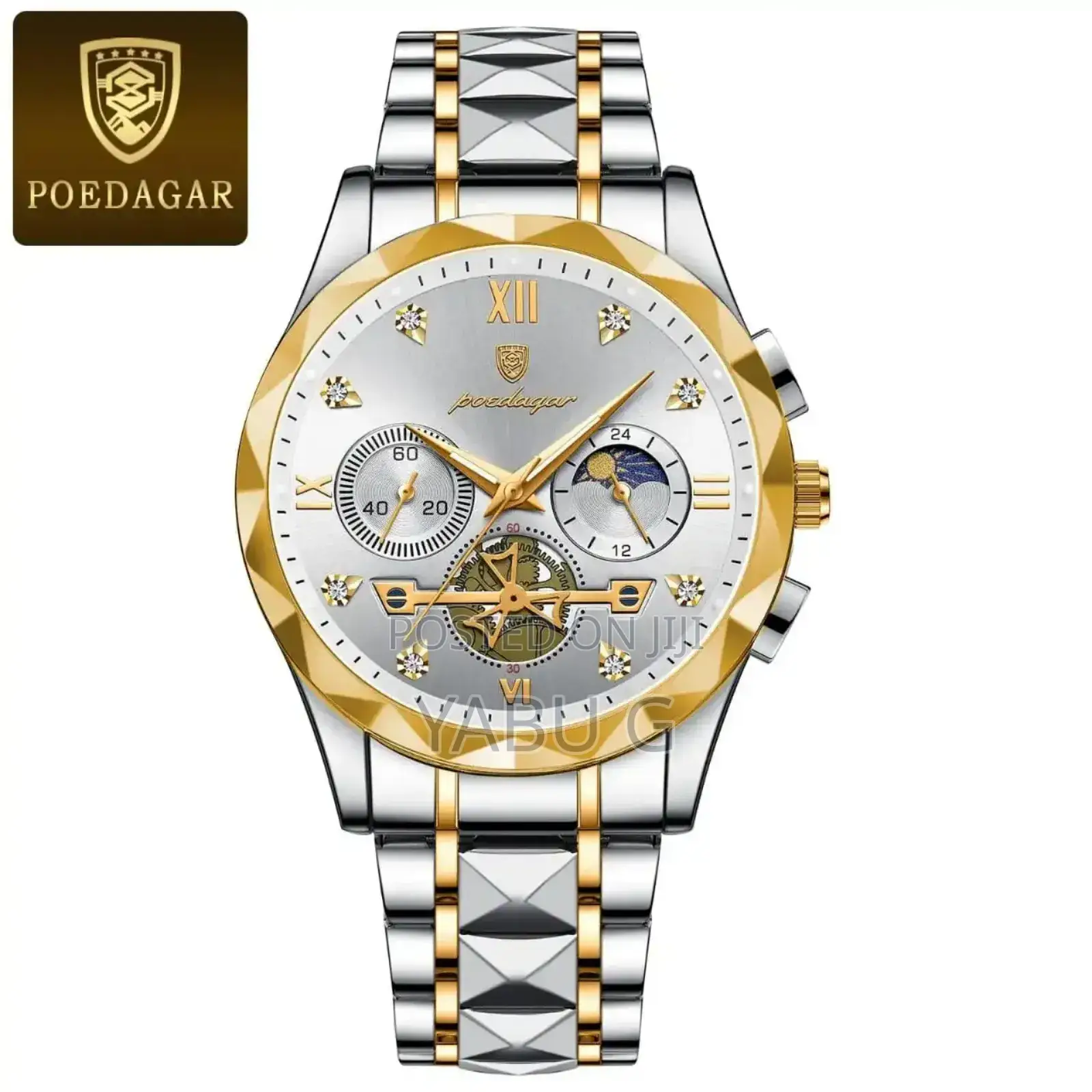 Poedagar Stainless Steel Chronograph Luminous Quartz Watch