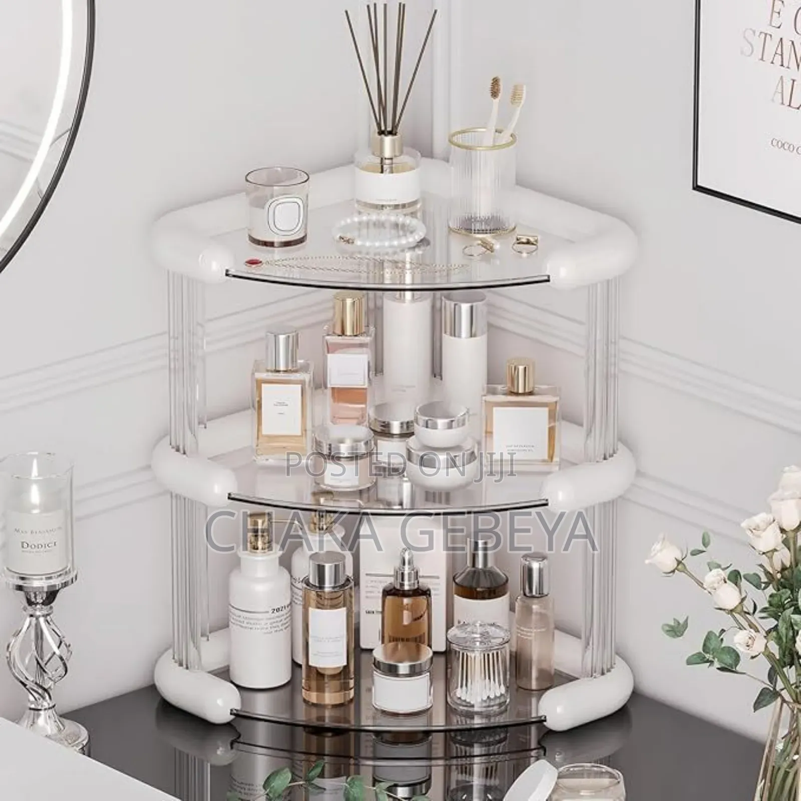 Luxury Cosmetics Shelf - 3-Tier - Acrylic - Easy Assembly