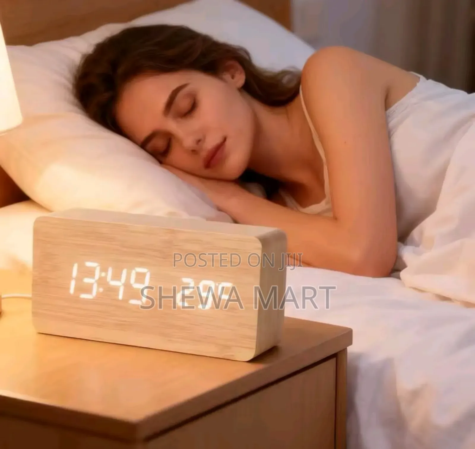 Intelligent Wooden Alarm Clock, Bedside Desk Clock, Home Electronic