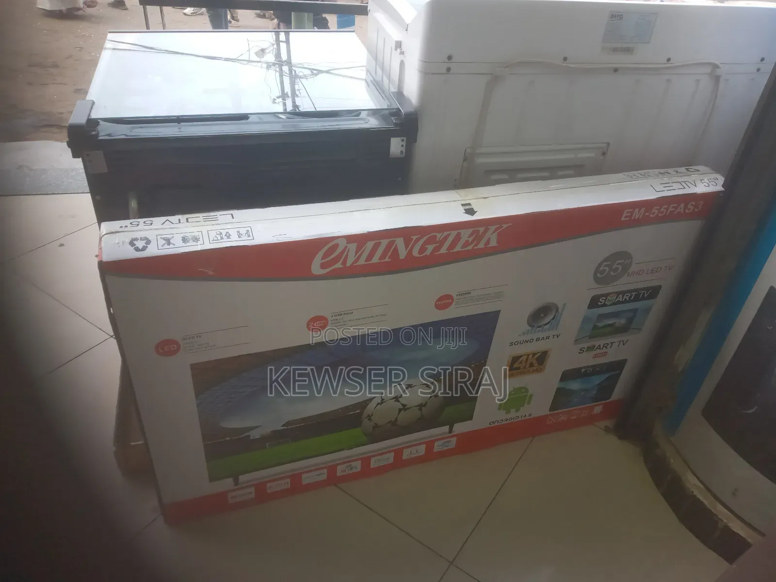 Emingtek 55inch Tv Smart Android Frameless Dising Ultra Hd