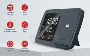 Rise Digital Alarm Clock Wireless Charger