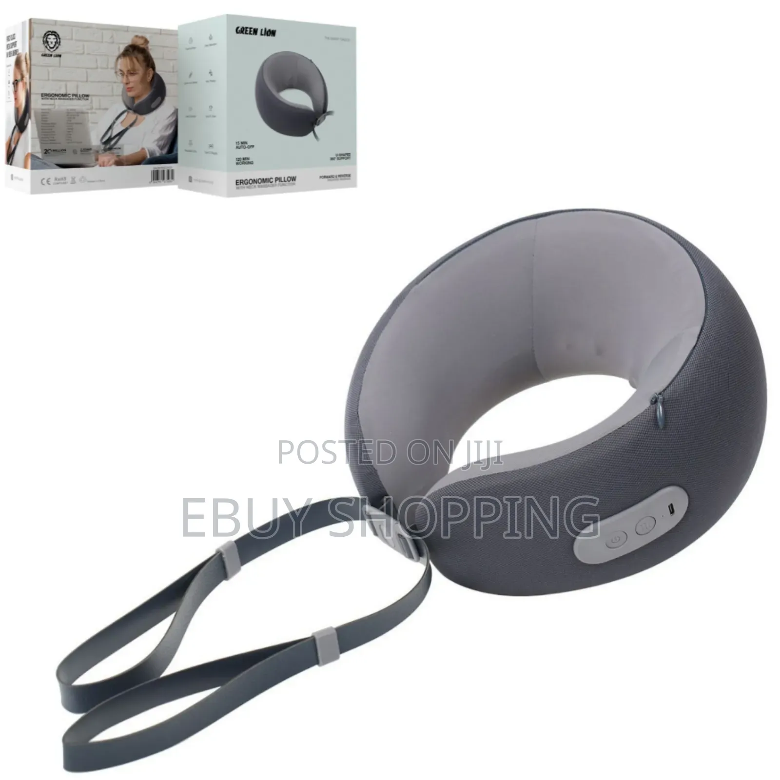 Green Lion Ergonomic Heat Massage Neck Pillow