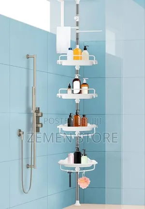 Photo - Adjustable 4-tier Bathroom Corner Shelf - Space Saver