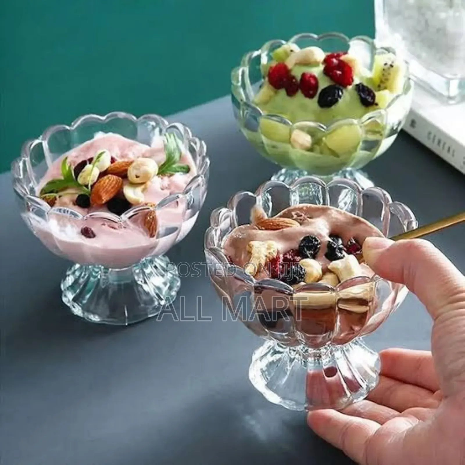 7 Piece Ice Cream And Fruit Glass Cup