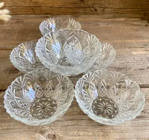 Made In Indonesia Set Of Six Small Crystal Bowls