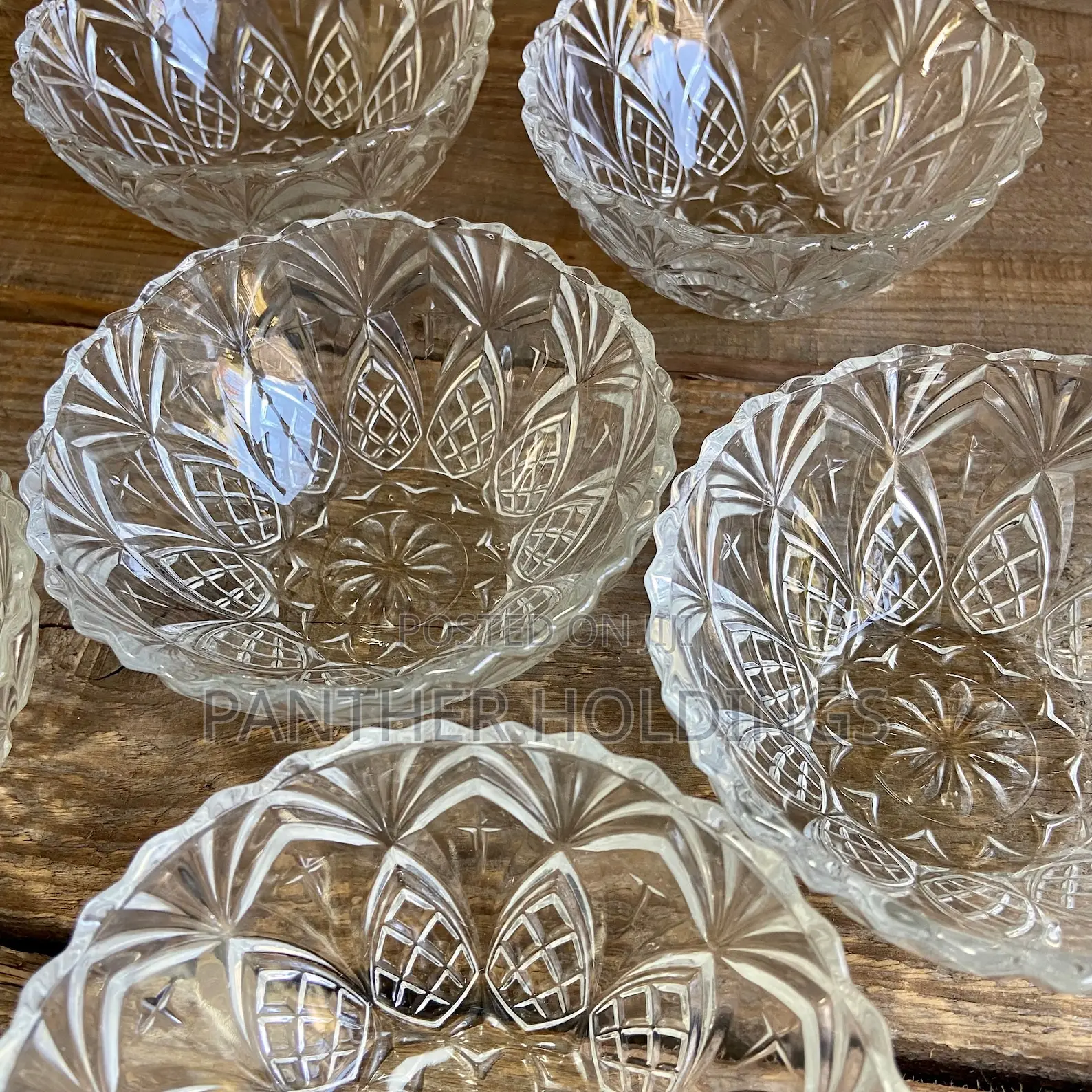 Made In Indonesia Set Of Six Small Crystal Bowls