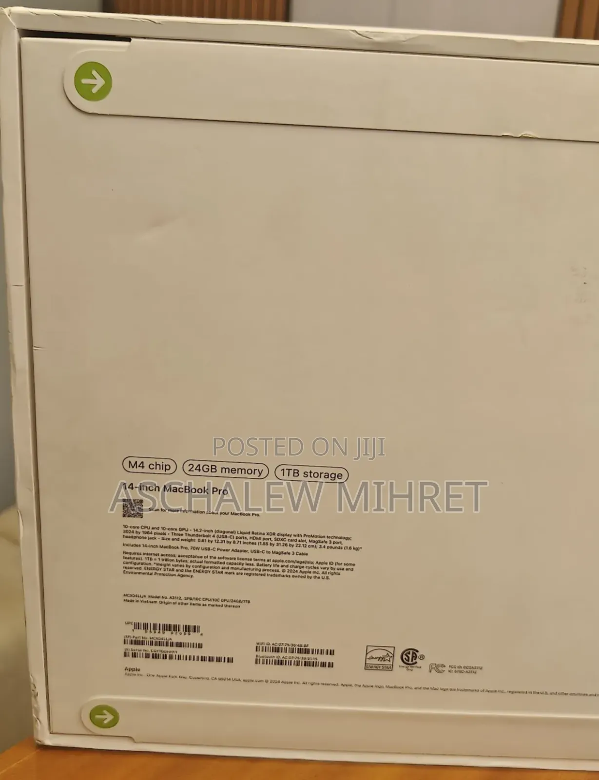 New Laptop Apple MacBook Pro 2024 M4 14-Inch 24GB Apple M4 Pro SSD 1T