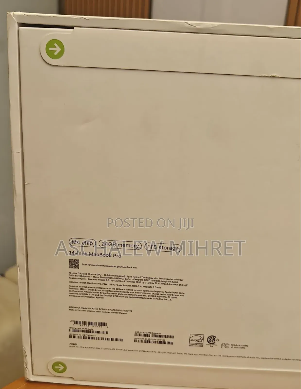 New Laptop Apple MacBook Pro 2024 M4 14-Inch 24GB Apple M4 Pro SSD 1T