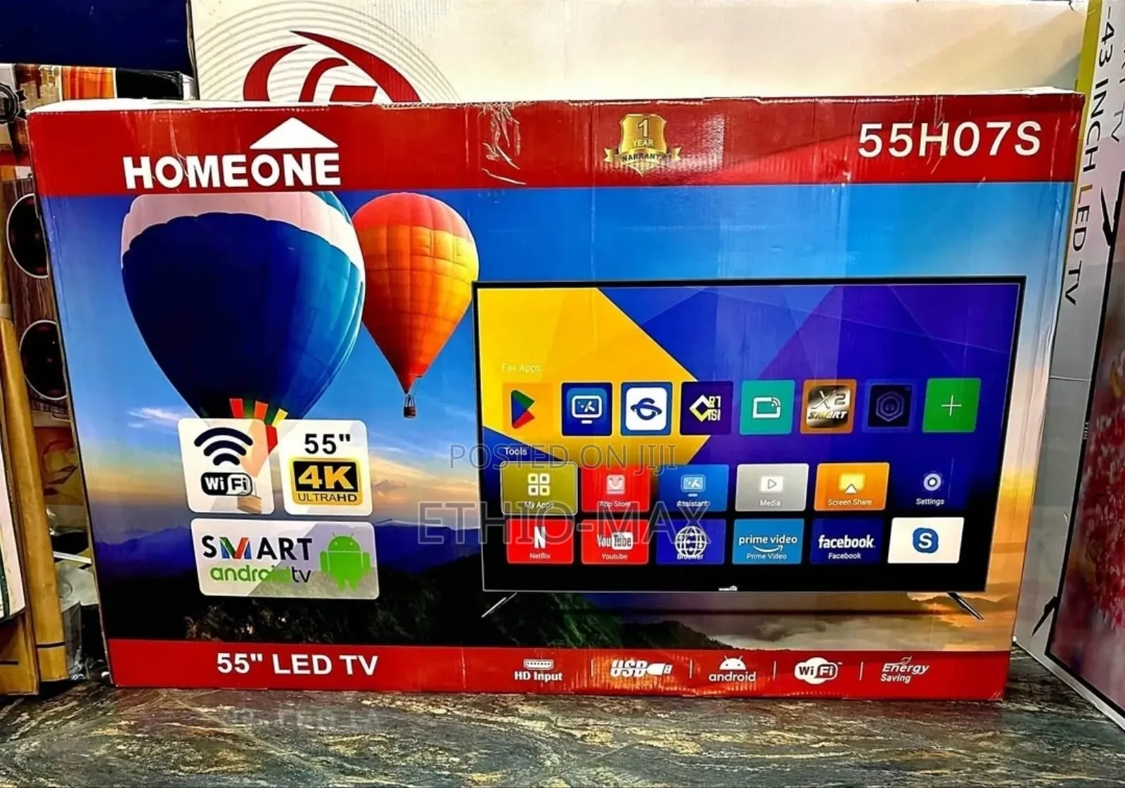 Homeone Tv 55" Smart Android Tv Double Glass Tv