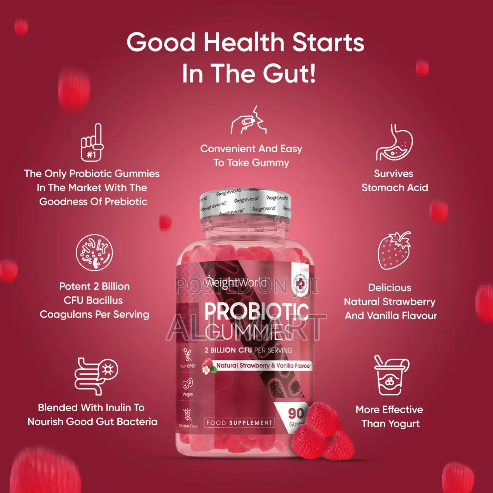 Probiotic Gummies 2 Billion Cfu 90 Gummies