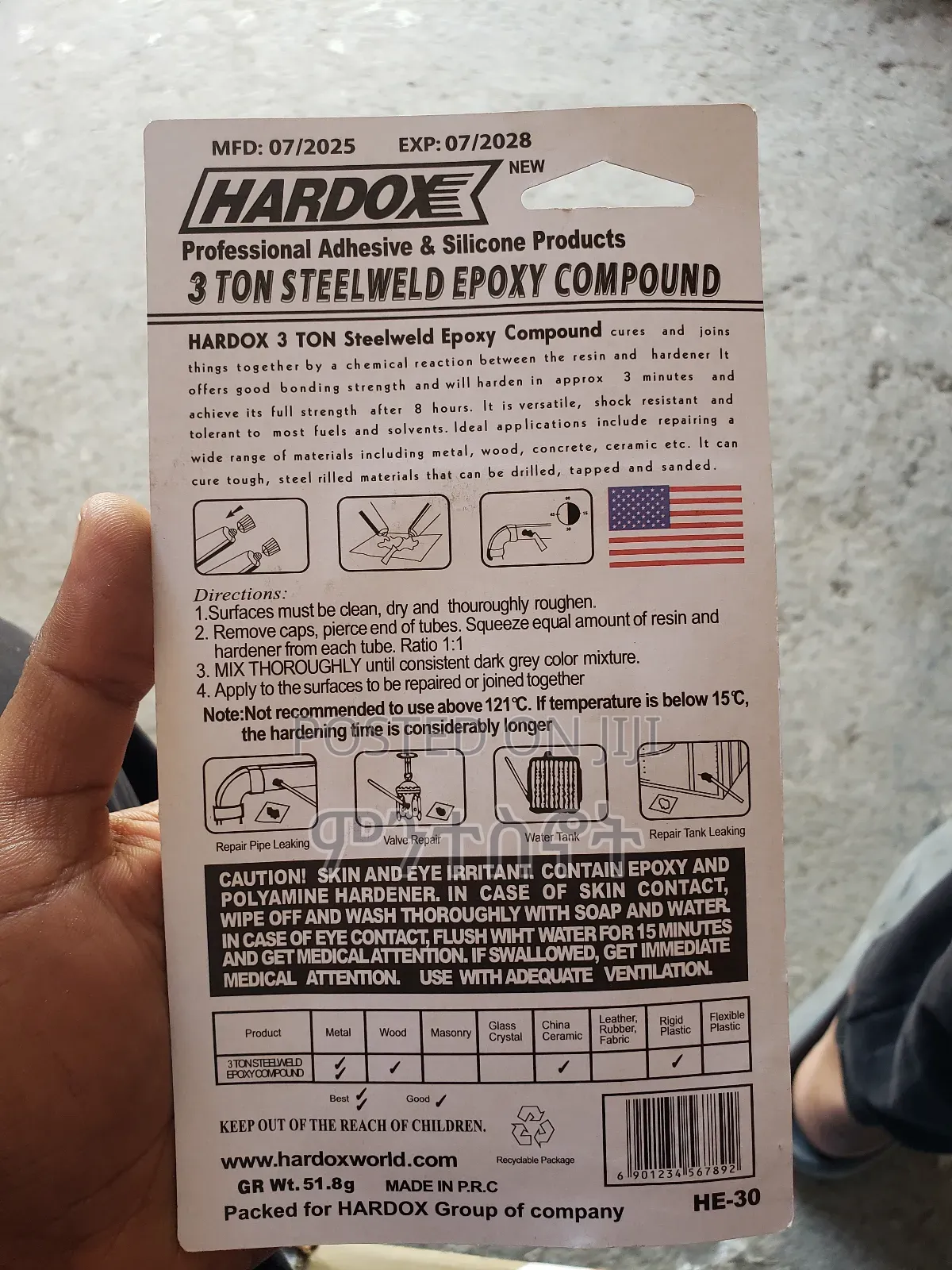 Hardox 3 Ton Steelweld Epoxy Compound