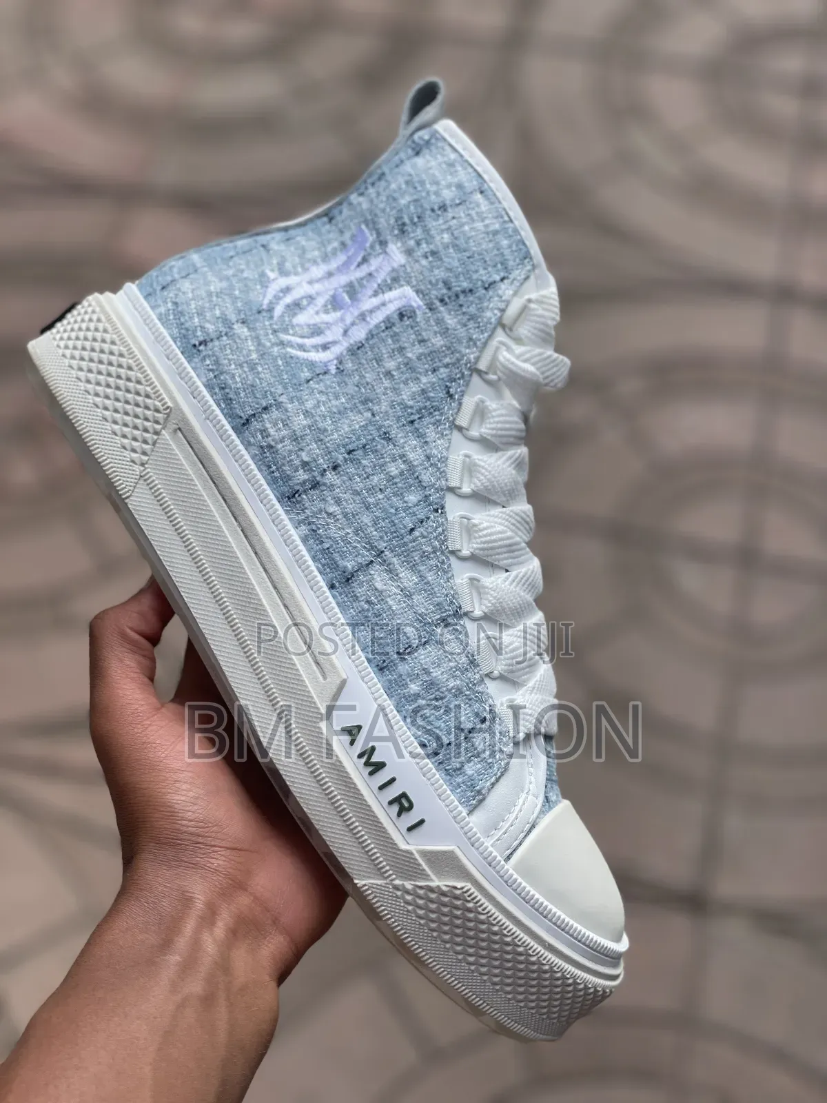 New Amiri Skel Top Hi Light Blue High-Top Sneakers (Free Delivery )