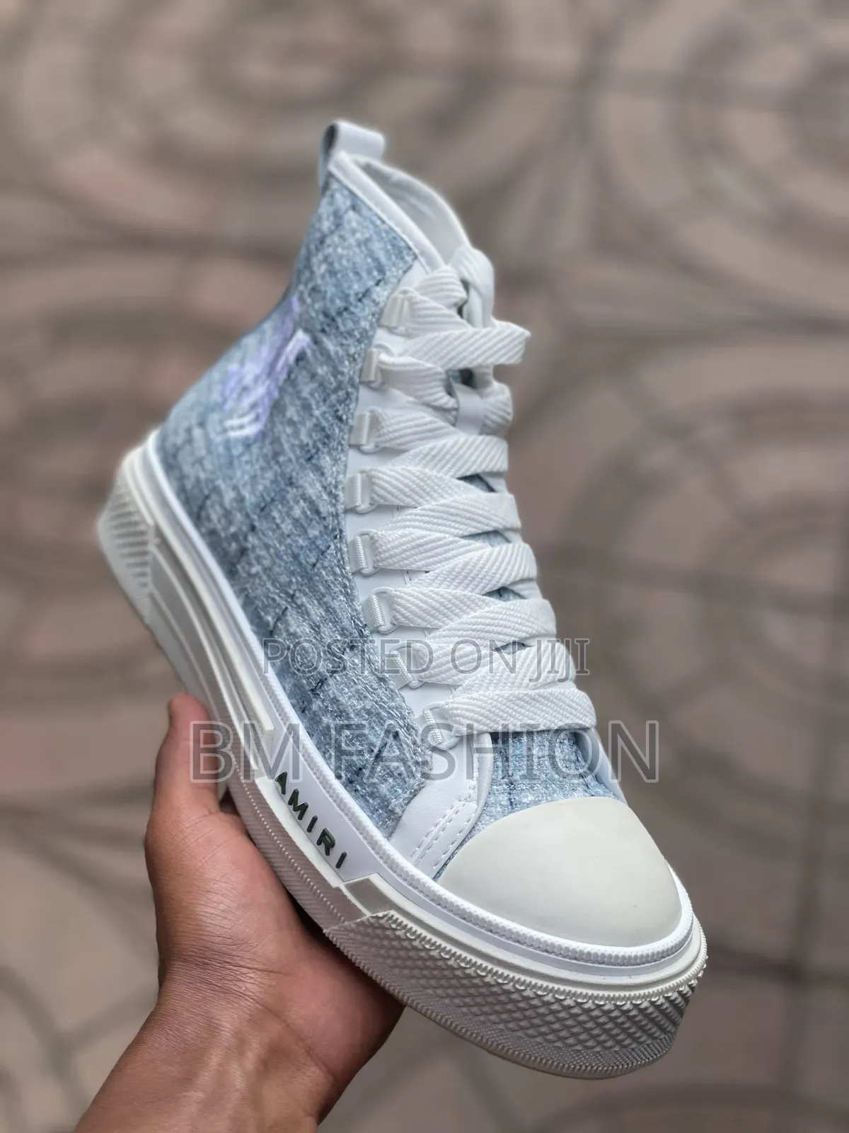 New Amiri Skel Top Hi Light Blue High-Top Sneakers (Free Delivery )