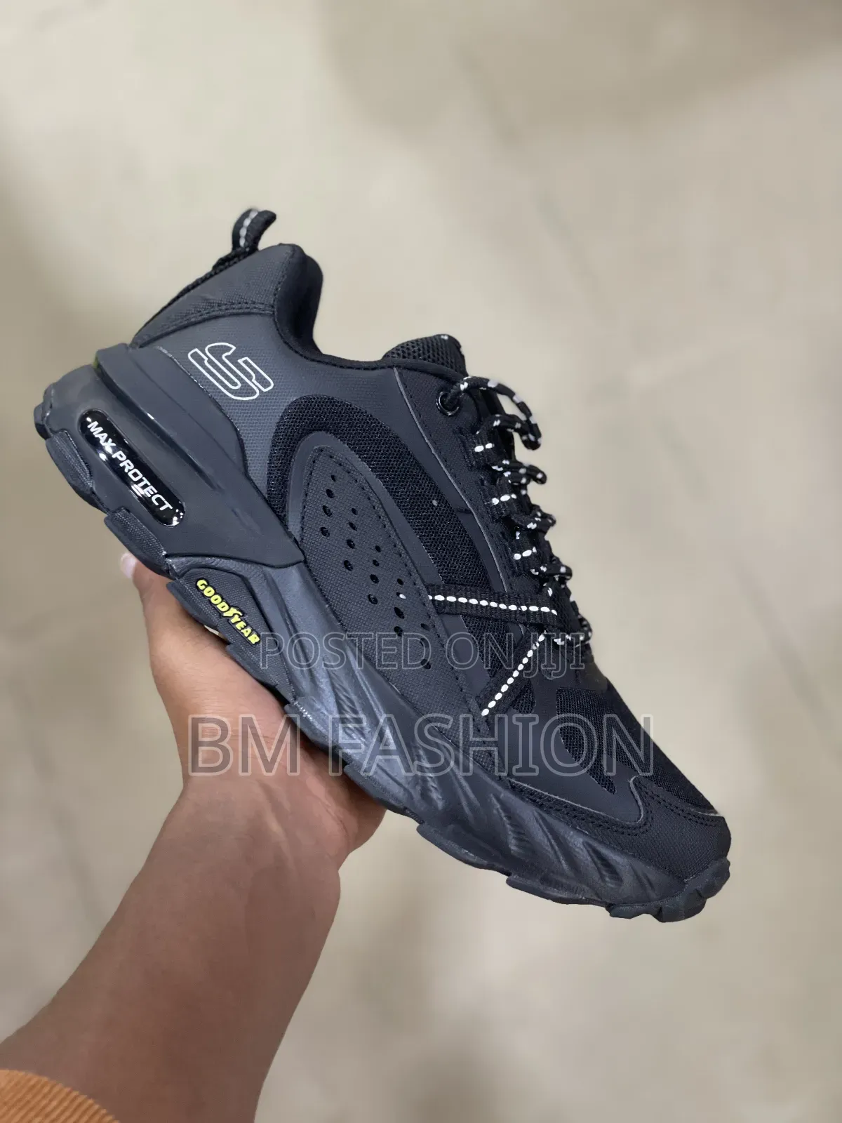 Skechers Max Protect Goodyear Shoes-All Black (Holiday Offer) Free