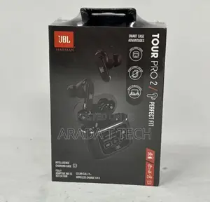 JBL Tour Pro 2 True Wireless Noise Cancelling Earbuds in Black.