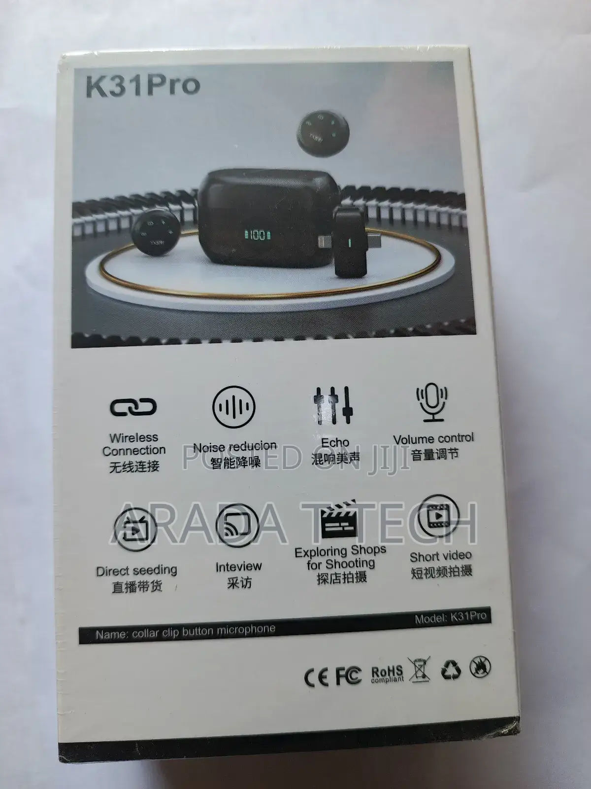 Pro Collar Clip Button Wireless Microphone