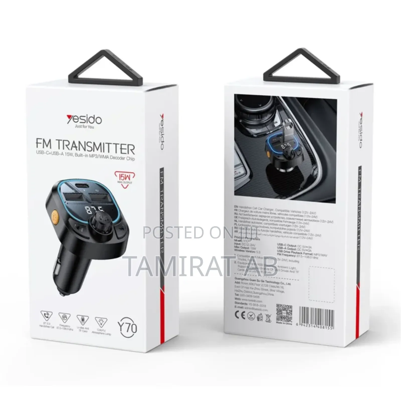 Yesido Y70 Bluetooth Fm Transmitter Car Charger Hands Free Calling