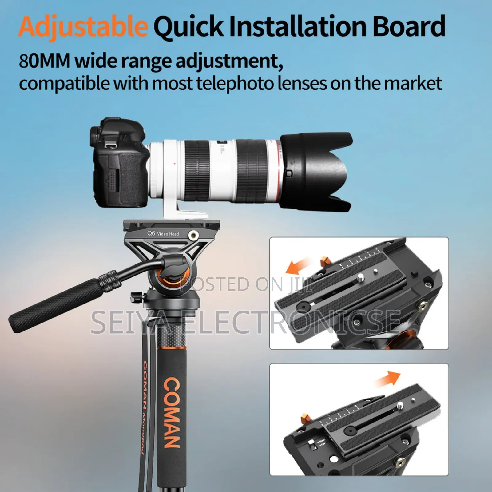 This Is a Coman Professional Video Camera Monopod With Q6 Fluid Head.