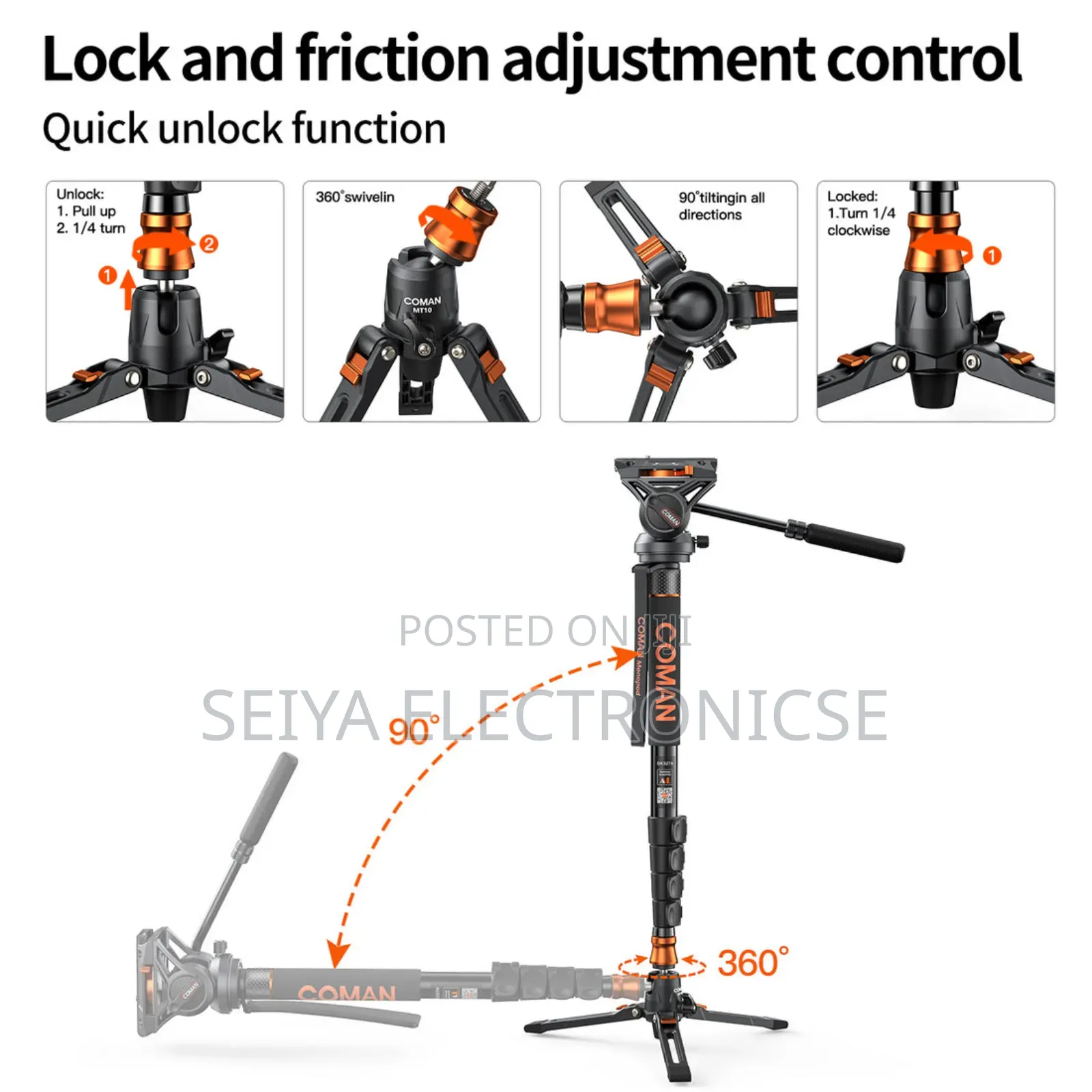 This Is a Coman Professional Video Camera Monopod With Q6 Fluid Head.