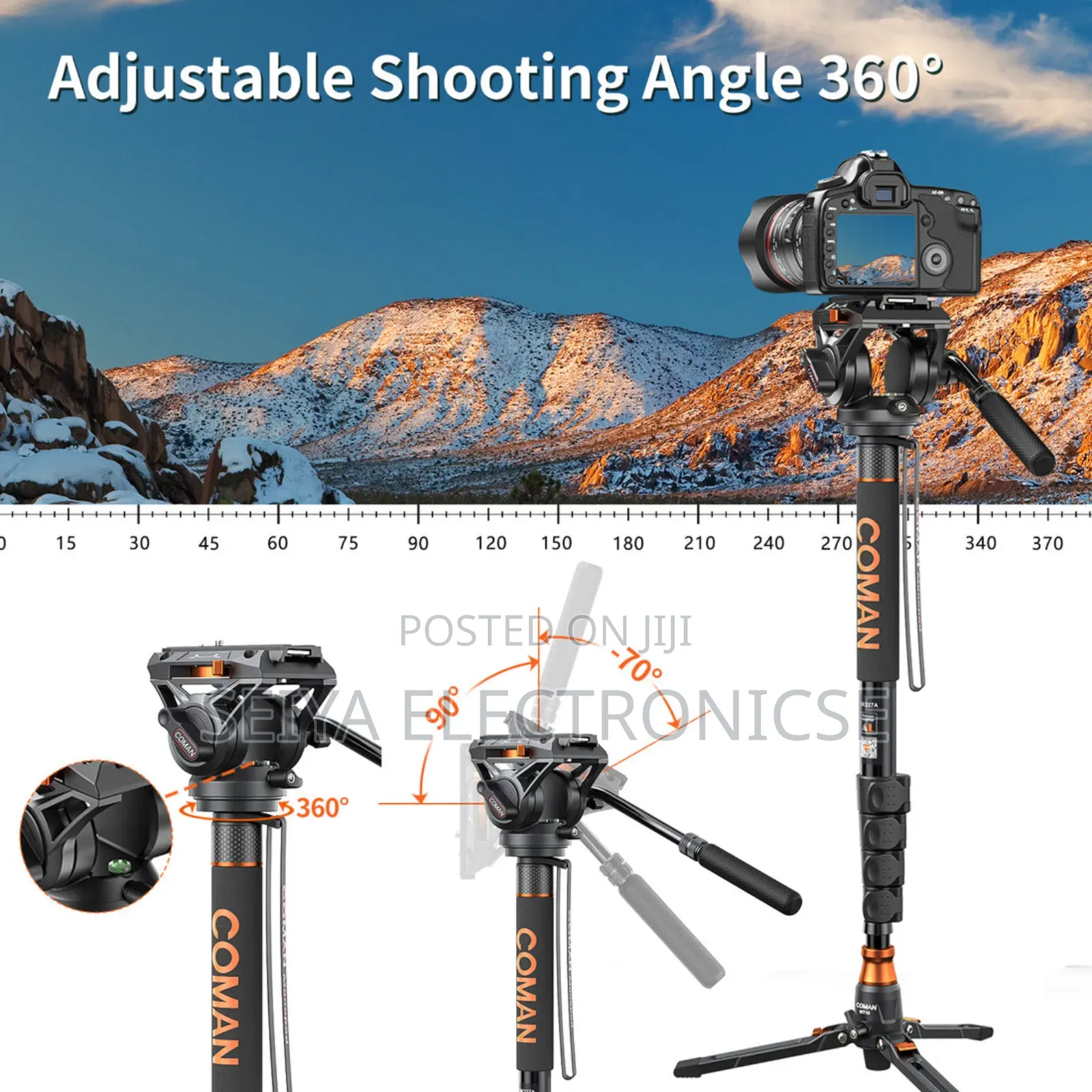 This Is a Coman Professional Video Camera Monopod With Q6 Fluid Head.