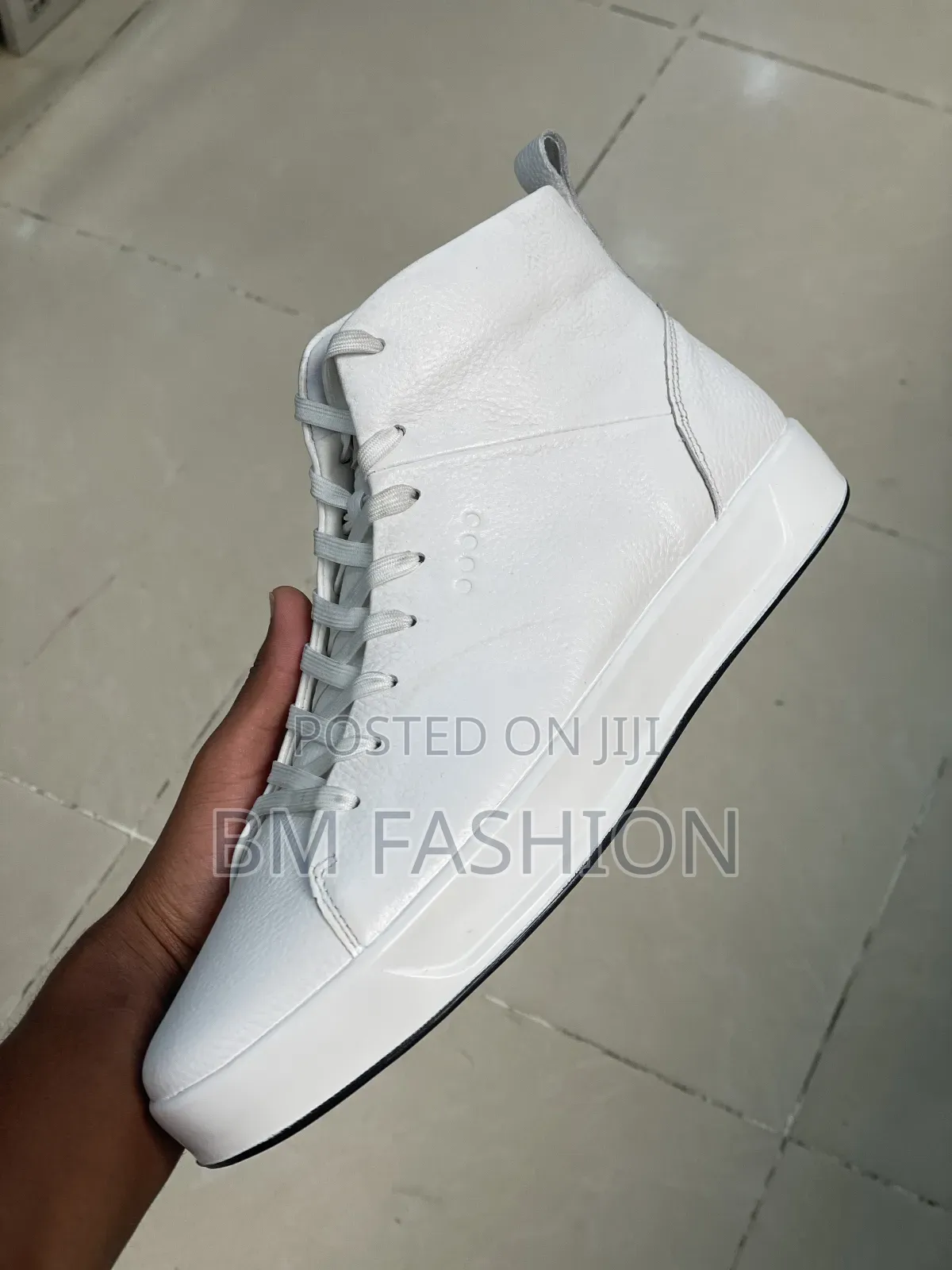 Ecco White Leather High-Top Sneakers (Premium Comfort) [Holiday Offer]
