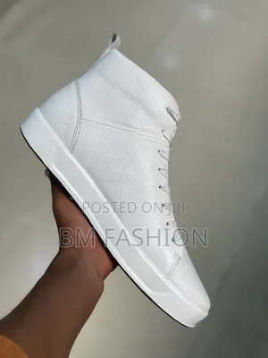 Ecco White Leather High-Top Sneakers (Premium Comfort) [Holiday Offer]