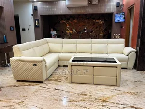 Photo - L Shaped Sofa Fully Leather With Table #Code 5