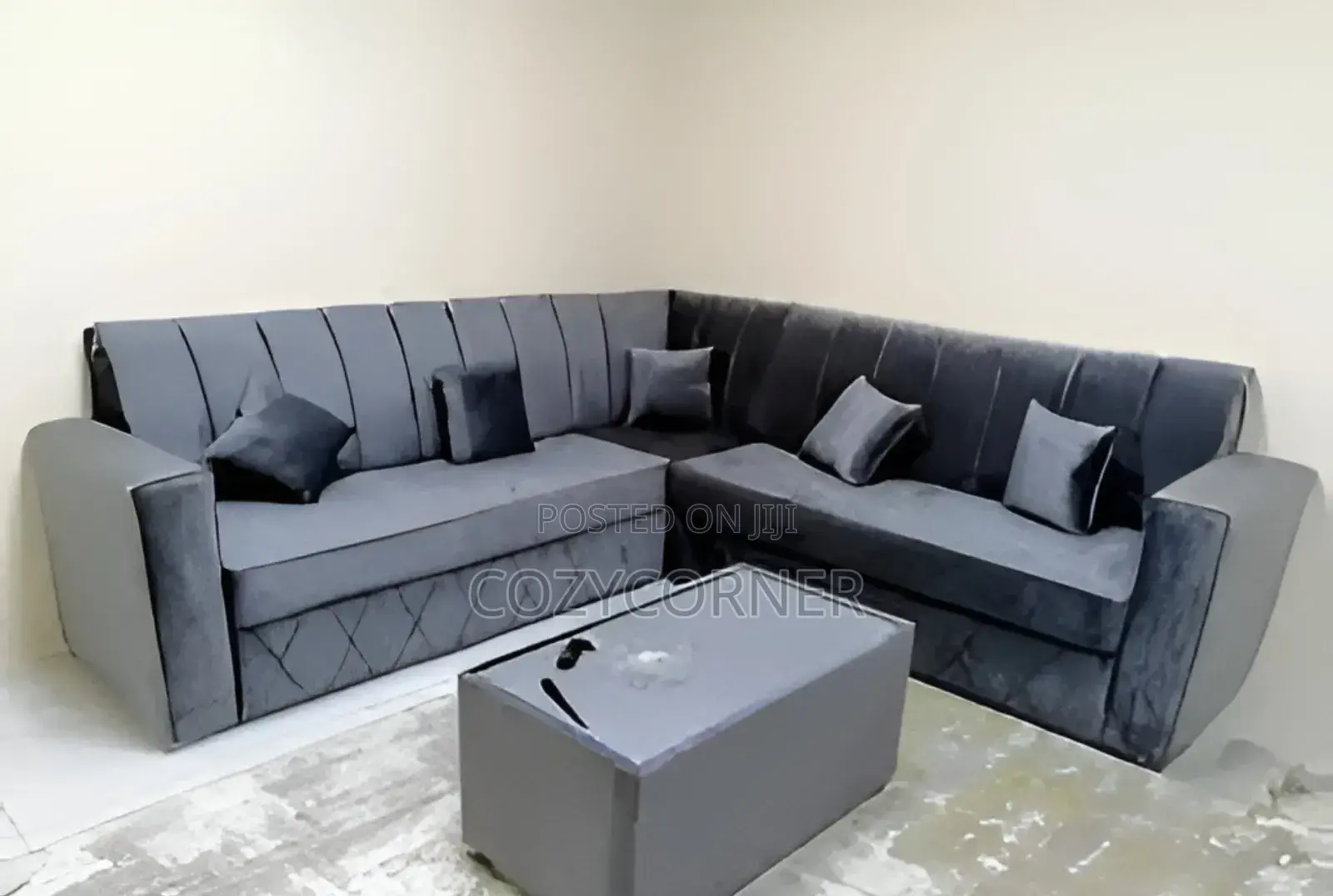 Quality Gray Color L Shape Sofa With Table. ሶፋ