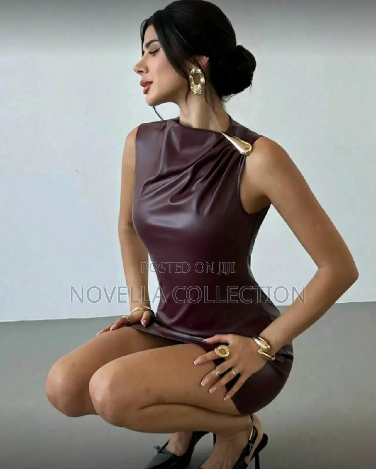 Women's Elegant Vintage Sexy Unique Burgundy Solid Asymmetric Dress