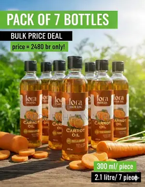 Carrot Oil (ቅናሽ እስከ ጥር 15 ብቻ) 2,350 ብር =7pcs- 300ml (2,480 የነበረ)
