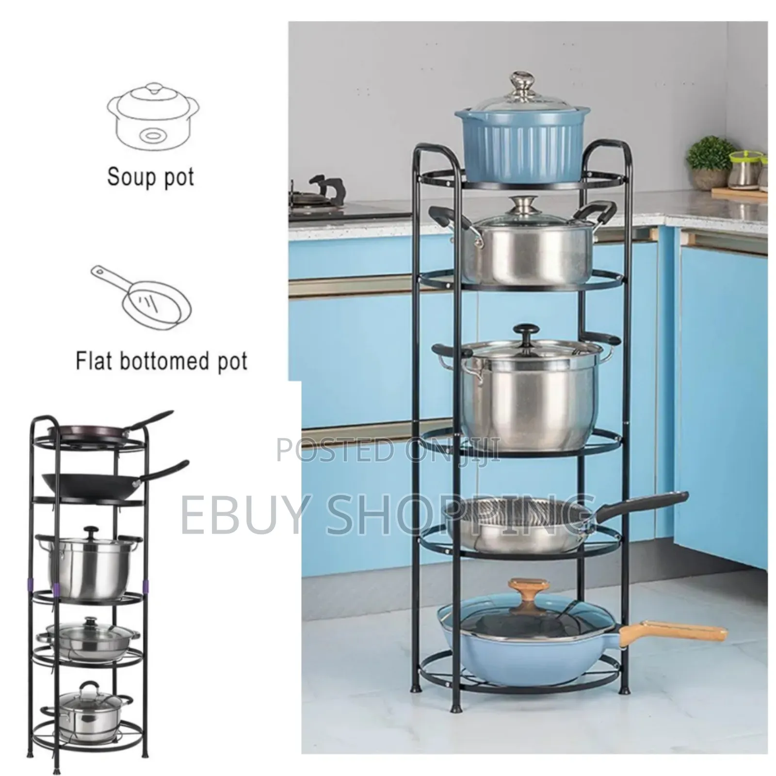 Space-saving 5-shelf Kitchen Organizer On Wheels