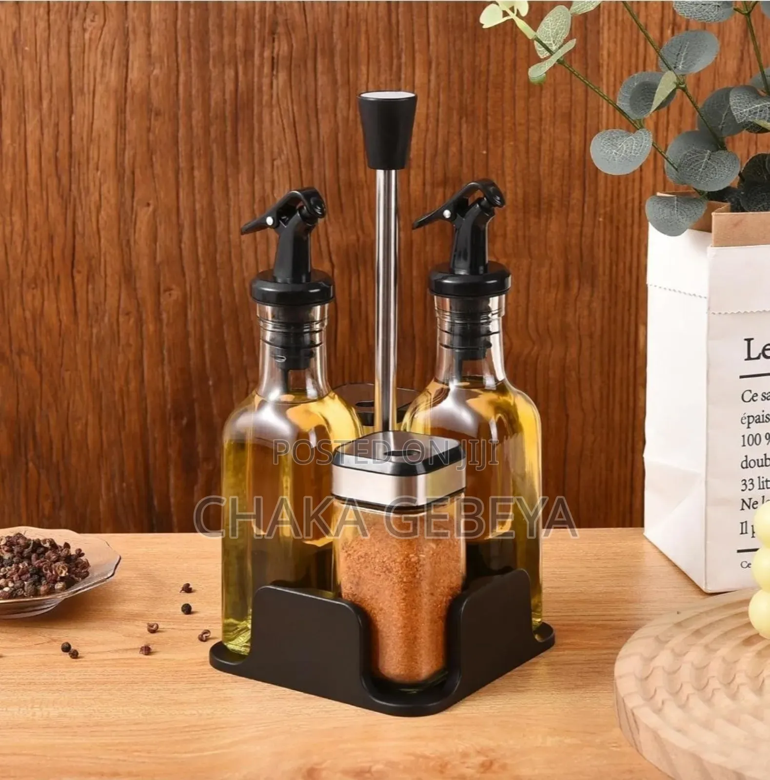 4-in-1 Spice Oil Dispenser Set - Thick Glass - Includes Tray