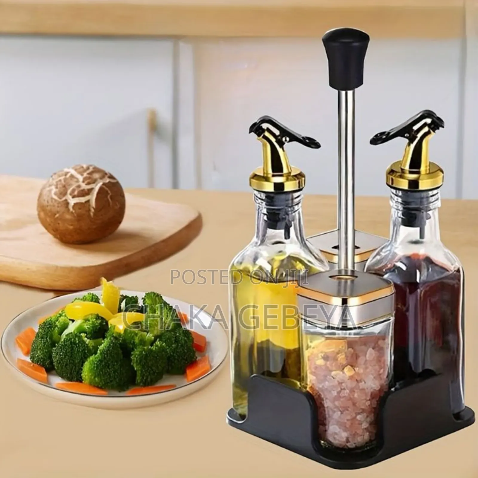 Complete Cooking Essentials Organizer - Oil, Vinegar, Salt, Pepper