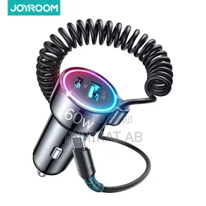 Joyroom 60w Super Fast Car Charger With 1.5m Type-C Coiled Cable